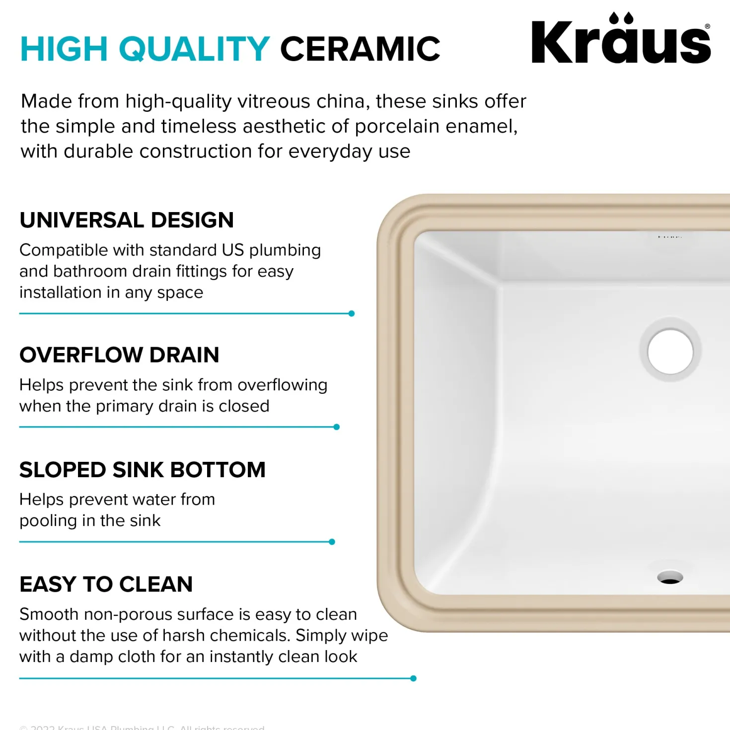 KRAUS Elavo 20-1/4" Rectangular Porcelain Undermount Bathroom Sink in White