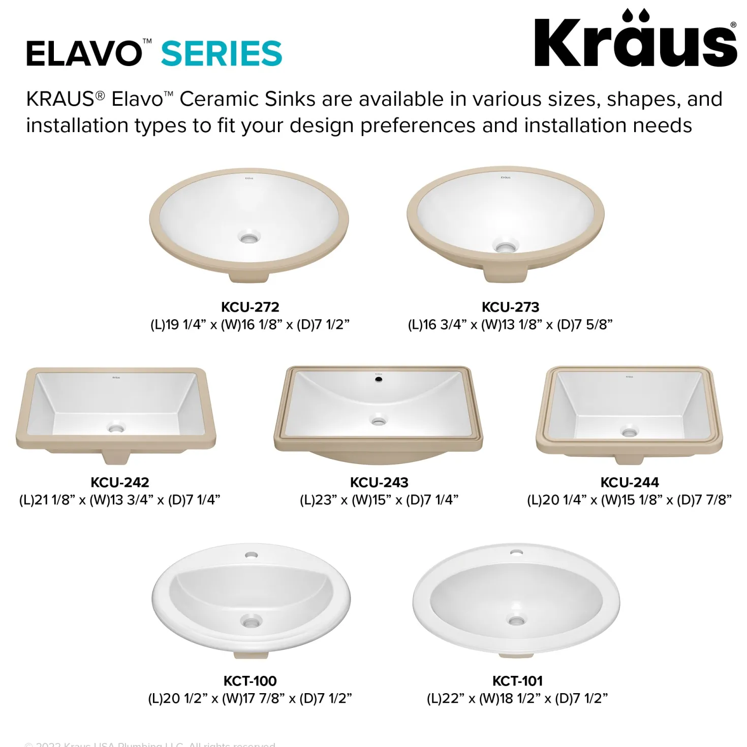 KRAUS Elavo 21-1/8" Rectangular Porcelain Undermount Bathroom Sink in White
