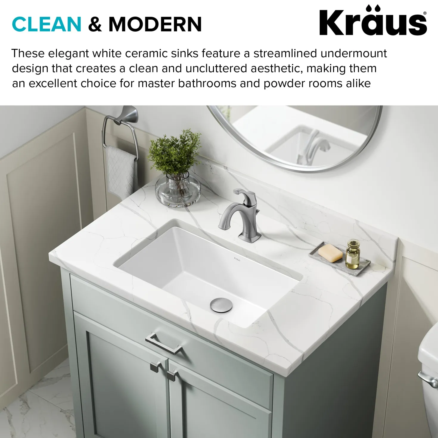KRAUS Elavo 21-1/8" Rectangular Porcelain Undermount Bathroom Sink in White