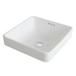 KRAUS Elavo Series Square Ceramic Semi-Recessed Bathroom Sink in White with Overflow