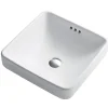 KRAUS Elavo Series Square Ceramic Semi-Recessed Bathroom Sink in White with Overflow