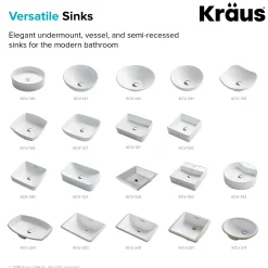 KRAUS Elavo Series Square Ceramic Semi-Recessed Bathroom Sink in White with Overflow