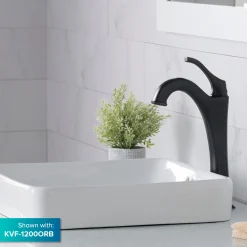 KRAUS Elavo Series Square Ceramic Semi-Recessed Bathroom Sink in White with Overflow