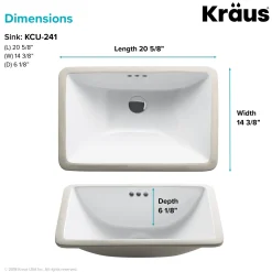 KRAUS Elavo Small Rectangular Ceramic Undermount Bathroom Sink in White with Overflow