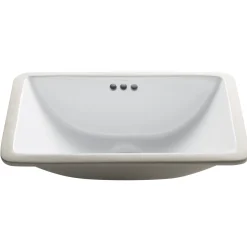 KRAUS Elavo Small Rectangular Ceramic Undermount Bathroom Sink in White with Overflow