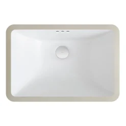KRAUS Elavo Small Rectangular Ceramic Undermount Bathroom Sink in White with Overflow