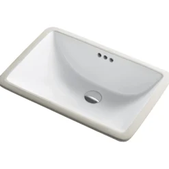 KRAUS Elavo Small Rectangular Ceramic Undermount Bathroom Sink in White with Overflow