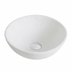 KRAUS Elavo Small Round Ceramic Vessel Bathroom Sink in White