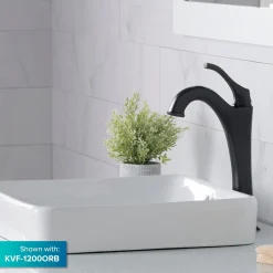 KRAUS Elavo Square Semi-Recessed Vessel White Porcelain Bathroom Sink with Overflow, 16 1/2 