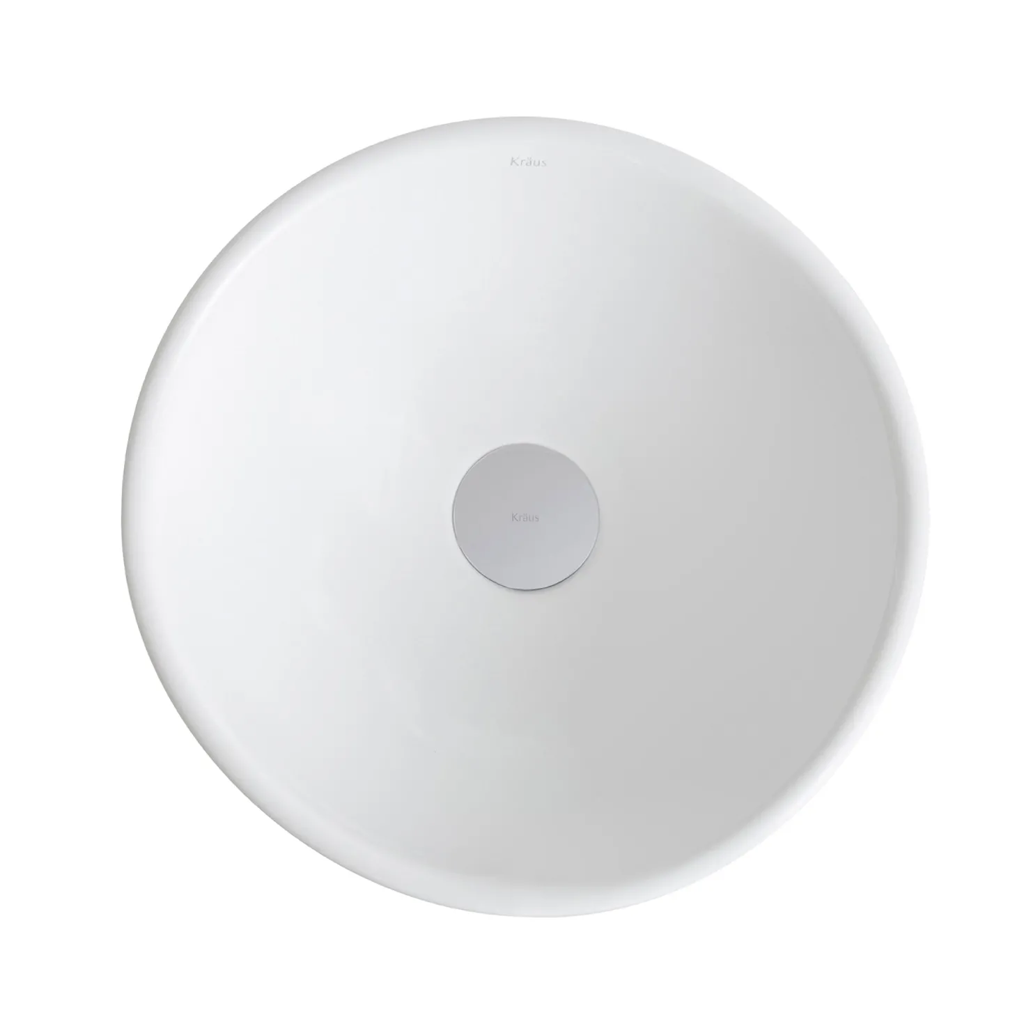 KRAUS ElavoWhite Ceramic Small Round Vessel Bathroom Sink & Pop Up drain