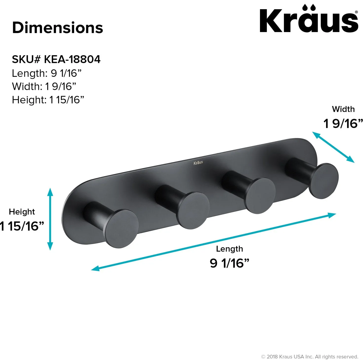 KRAUS Elie Bathroom Robe and Towel Hook Rack with 4 Hooks