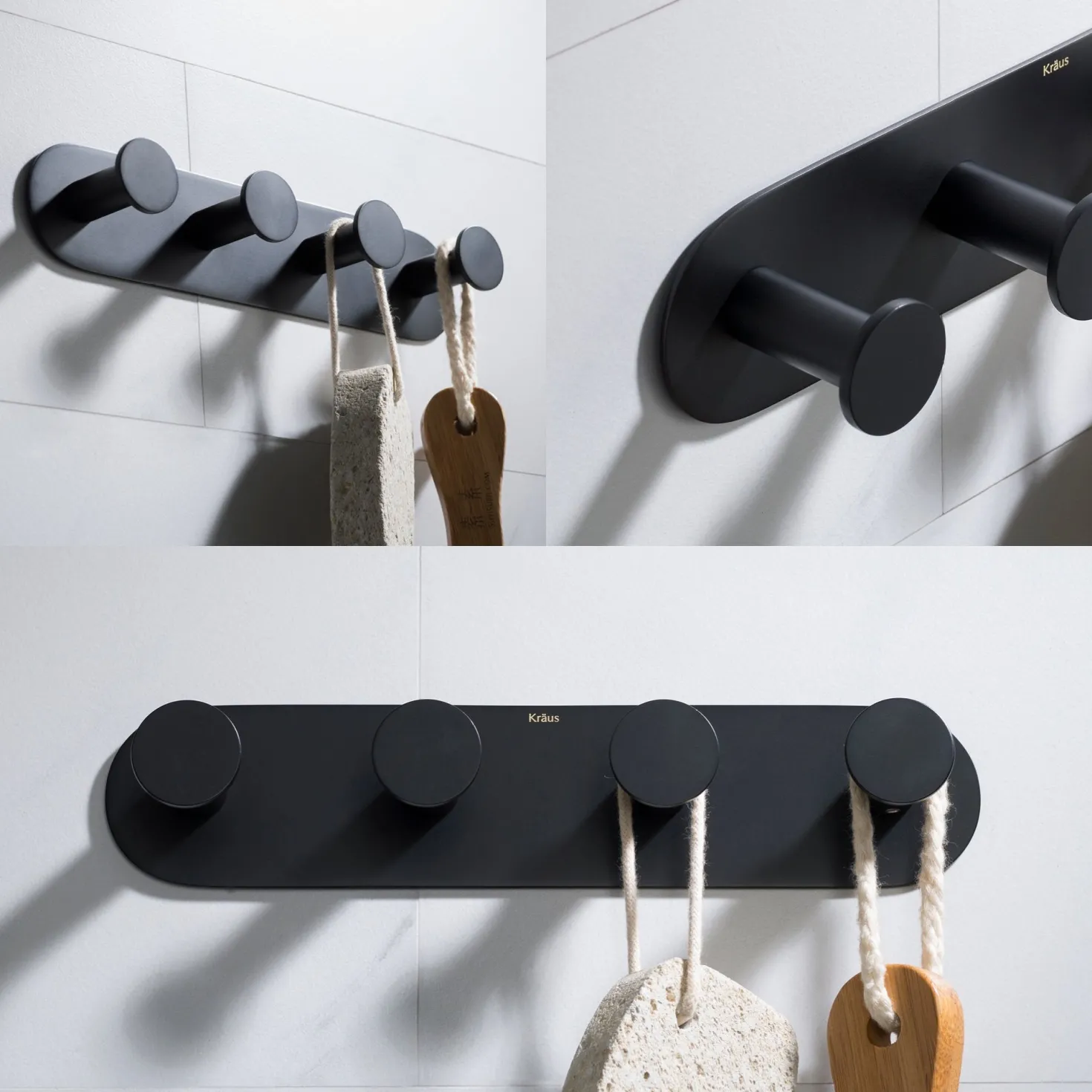 KRAUS Elie Bathroom Robe and Towel Hook Rack with 4 Hooks
