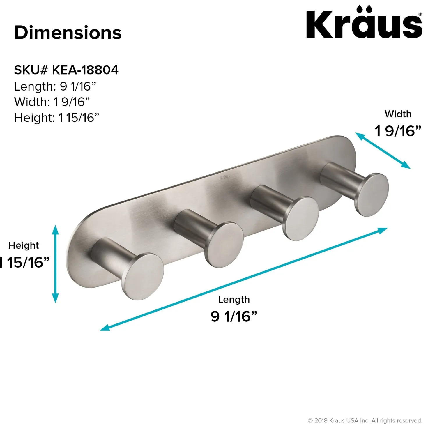 KRAUS Elie Bathroom Robe and Towel Hook Rack with 4 Hooks