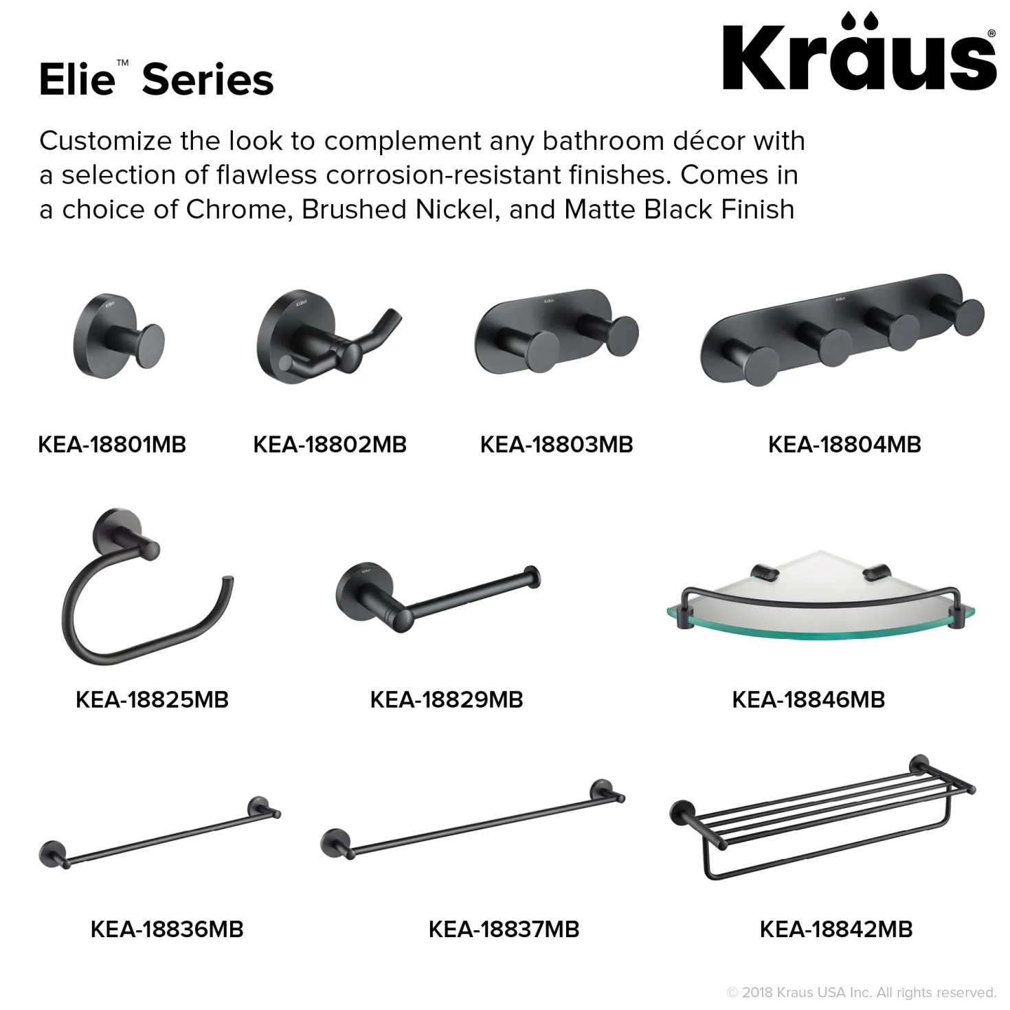KRAUS Elie Bathroom Robe and Towel Hook Rack with 4 Hooks