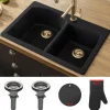 KRAUS Forteza 33" Dual Mount 60/40 Double Bowl Granite Kitchen Sink in Black