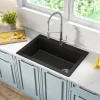 KRAUS Forteza 33" Dual Mount Single Bowl Black Granite Kitchen Sink in Black