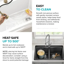 KRAUS Forteza 33” Granite Drop-In or Undermount 50/50 Double Bowl White Kitchen Sink
