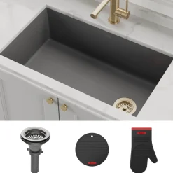 KRAUS Forteza 32" Undermount Single Bowl Granite Kitchen Sink in Grey