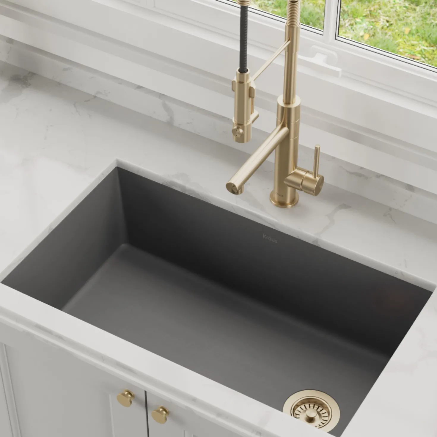 KRAUS Forteza 32" Undermount Single Bowl Granite Kitchen Sink in Grey