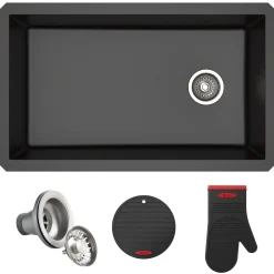 KRAUS Forteza 32" Undermount Single Bowl Granite Kitchen Sink in Black