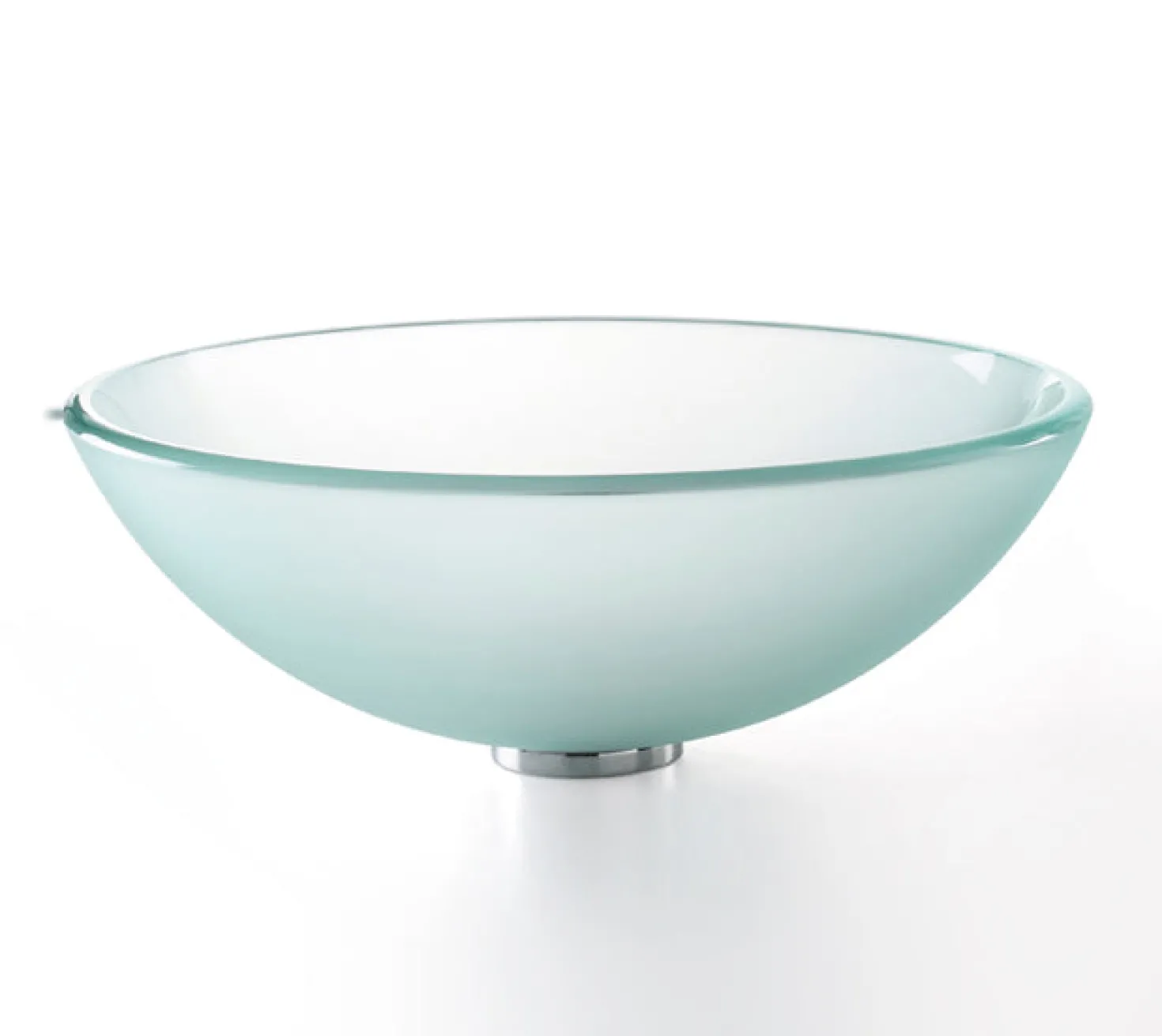KRAUS Frosted 14" Glass Vessel Bathroom Sink with PU-MR