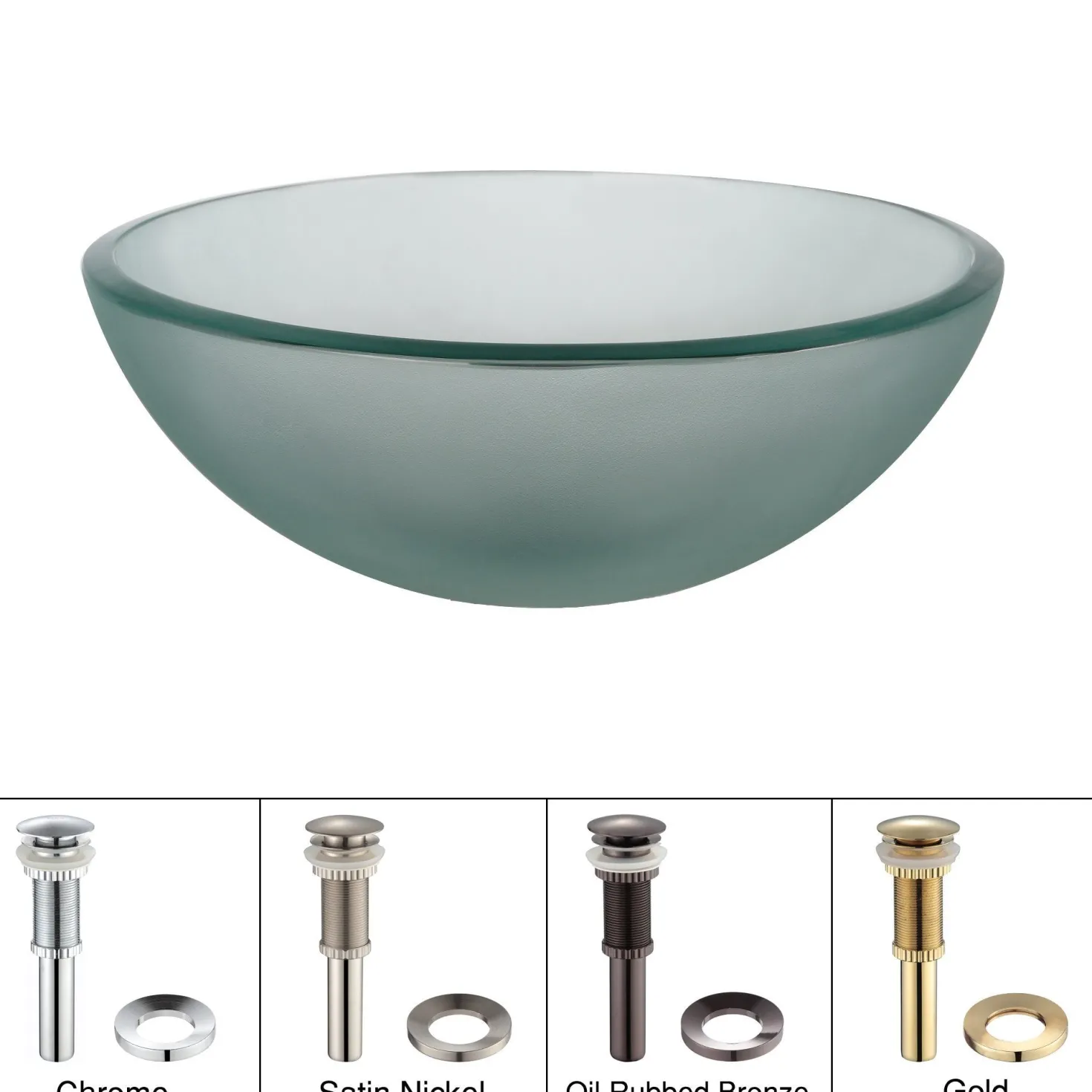 KRAUS Frosted 14" Glass Vessel Bathroom Sink with PU-MR