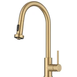 KRAUS 2-Function Single Handle Pull Down Kitchen Faucet in Spot-Free Brushed Brass