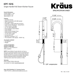 KRAUS 2-Function Single Handle Pull Down Kitchen Faucet in Spot-Free Brushed Brass