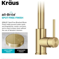 KRAUS 2-Function Single Handle Pull Down Kitchen Faucet in Spot-Free Brushed Brass