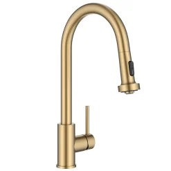 KRAUS 2-Function Single Handle Pull Down Kitchen Faucet in Spot-Free Brushed Brass