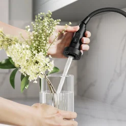 KRAUS 2-Function Single Handle Pull Down Kitchen Faucet in Matte Black