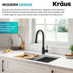 KRAUS 2-Function Single Handle Pull Down Kitchen Faucet in Matte Black