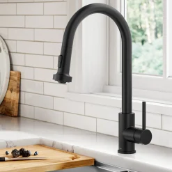 KRAUS 2-Function Single Handle Pull Down Kitchen Faucet in Matte Black