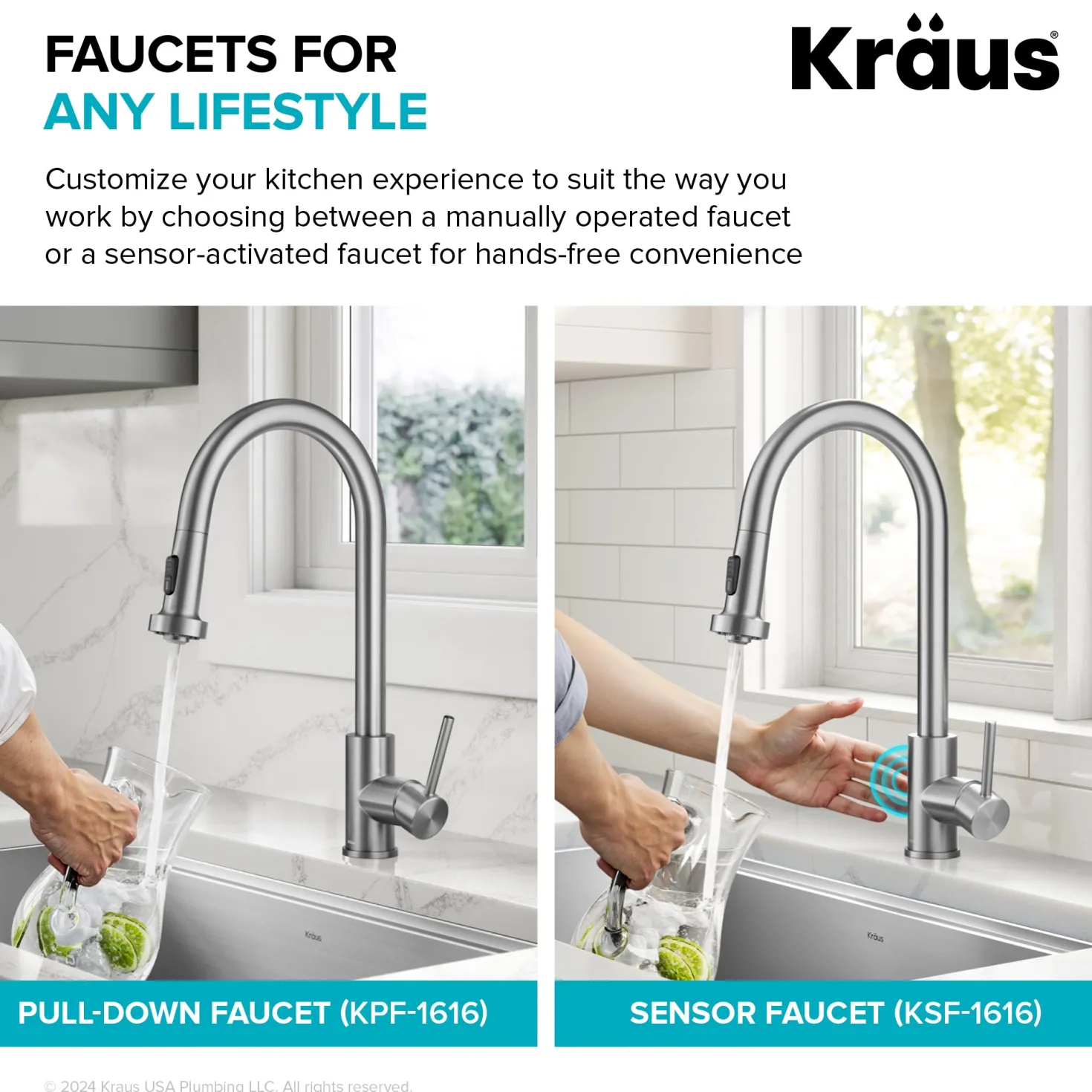 KRAUS 2-Function Single Handle Pull Down Kitchen Faucet in Spot-Free Stainless