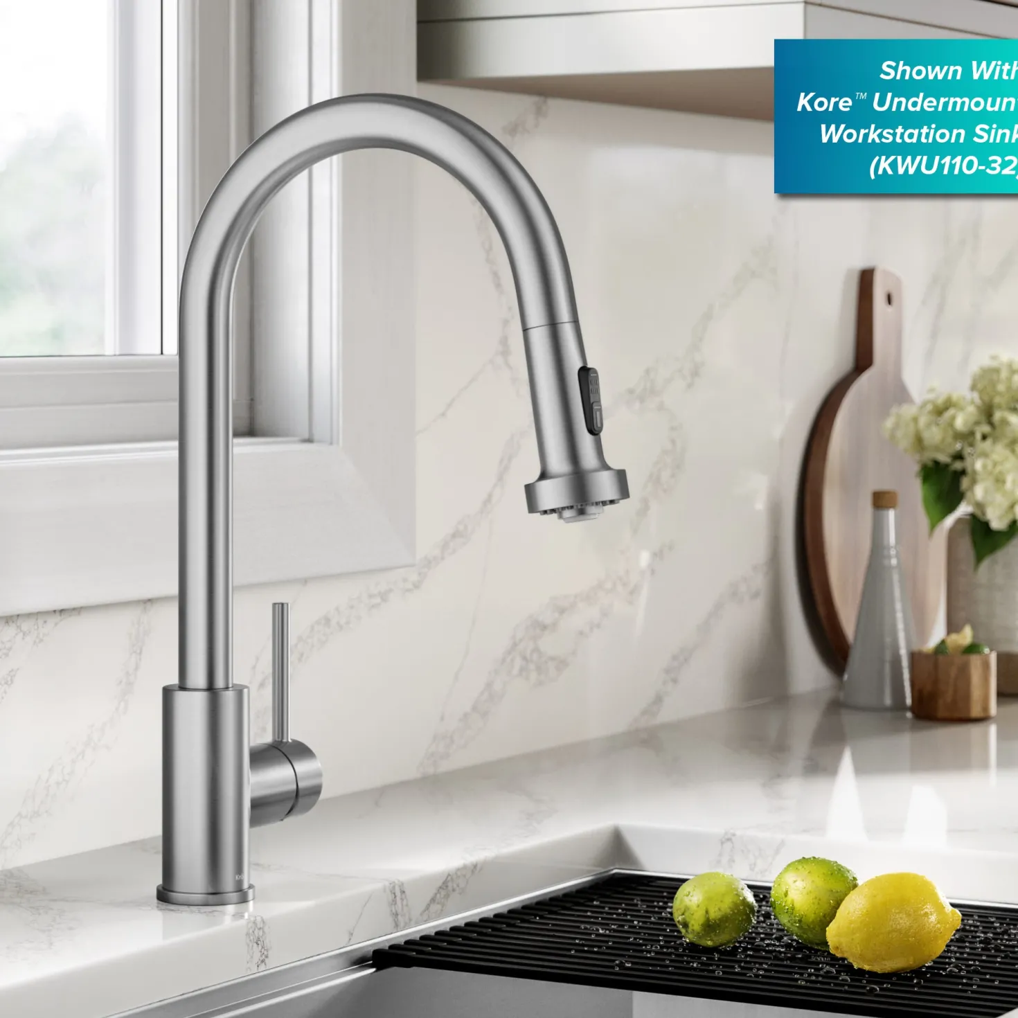 KRAUS 2-Function Single Handle Pull Down Kitchen Faucet in Spot-Free Stainless
