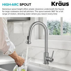 KRAUS 2-Function Single Handle Pull Down Kitchen Faucet in Spot-Free Stainless