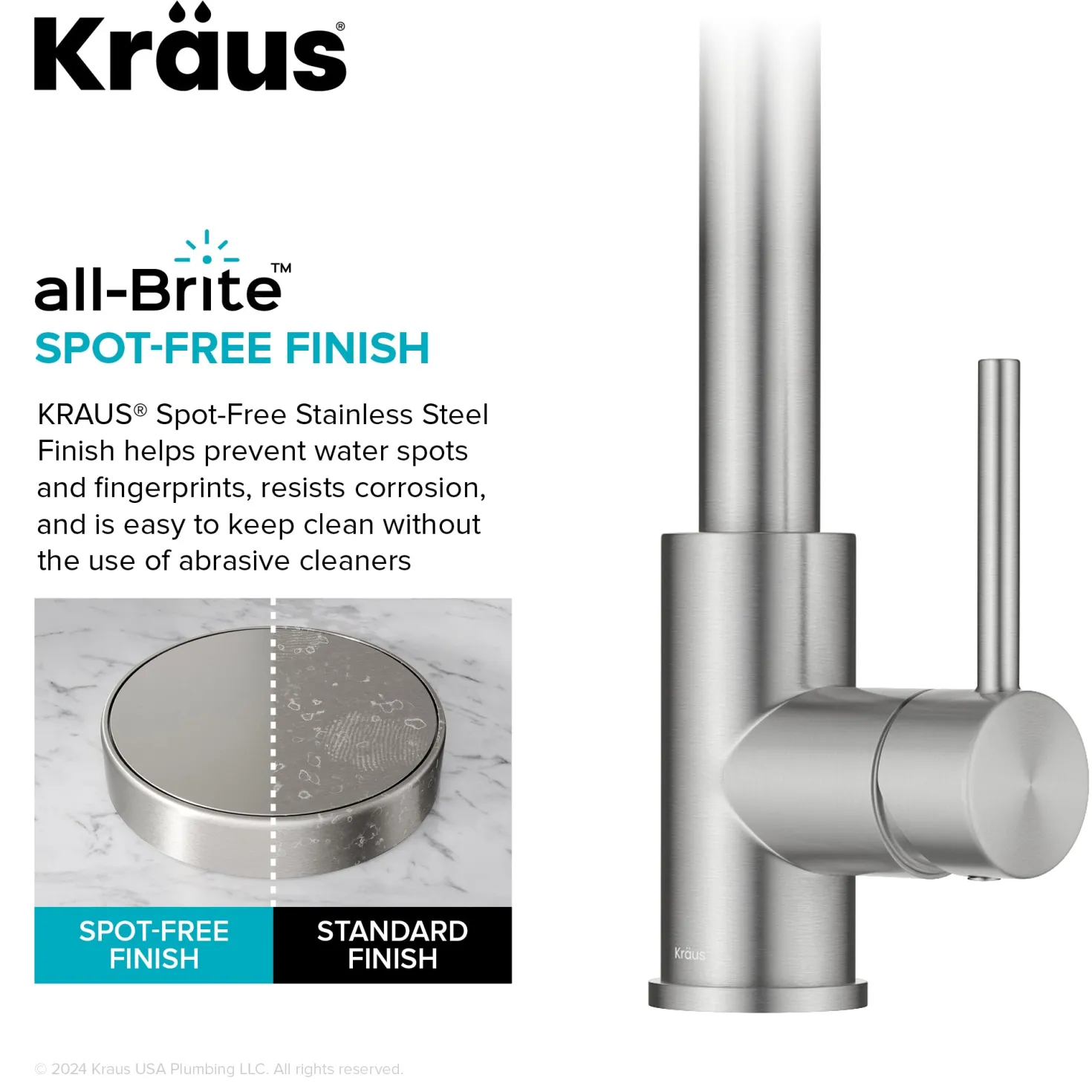 KRAUS 2-Function Single Handle Pull Down Kitchen Faucet in Spot-Free Stainless
