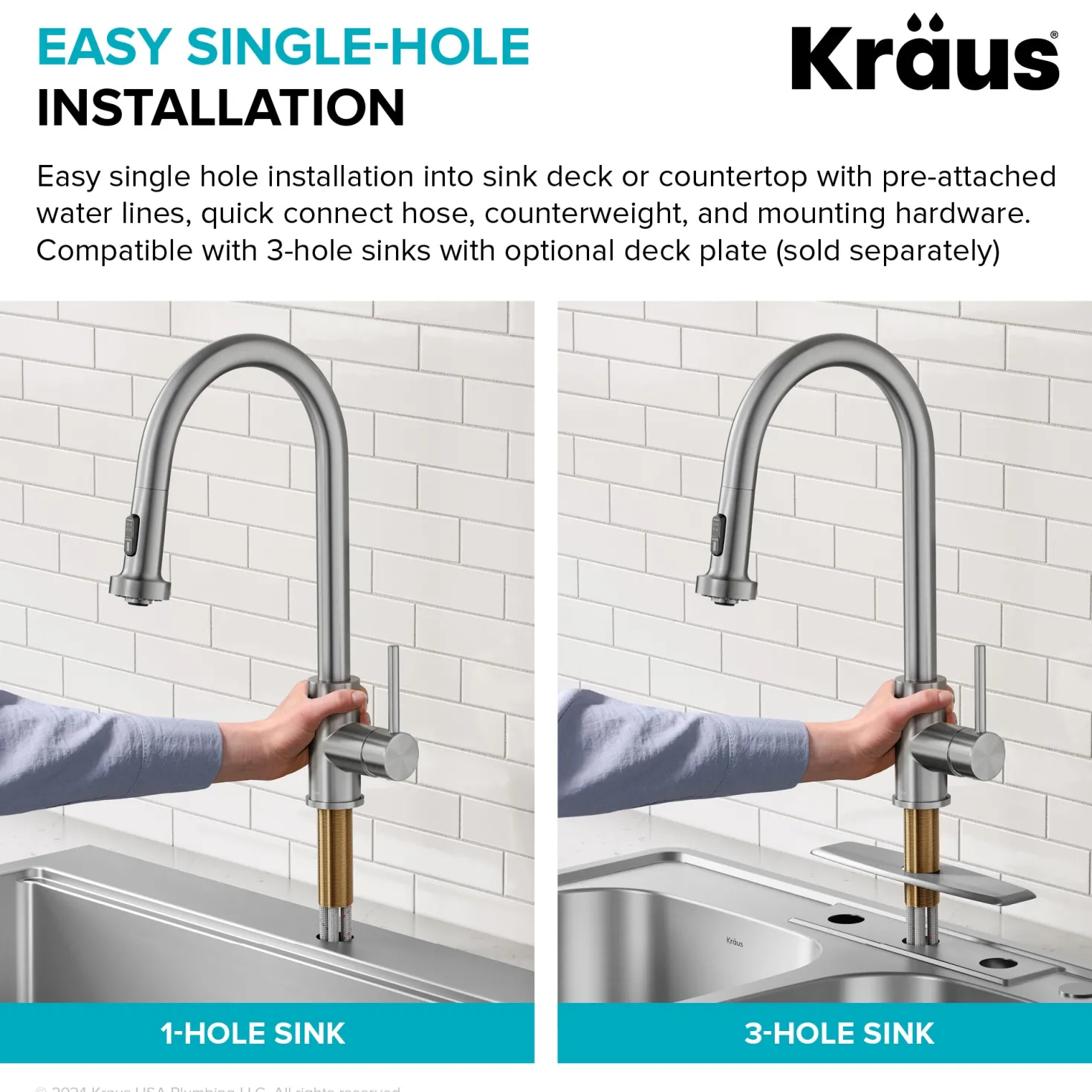 KRAUS 2-Function Single Handle Pull Down Kitchen Faucet in Spot-Free Stainless
