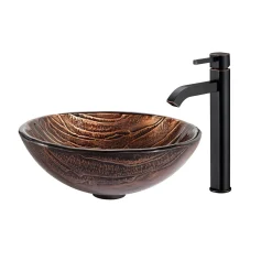 KRAUS Gaia Glass Vessel Sink and Ramus Faucet