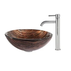 KRAUS Gaia Glass Vessel Sink and Ramus Faucet