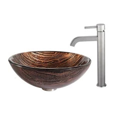 KRAUS Gaia Glass Vessel Sink and Ramus Faucet