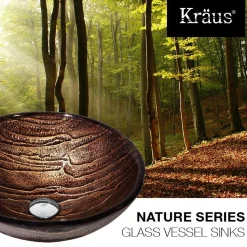 KRAUS Gaia Glass Vessel Sink and Ramus Faucet