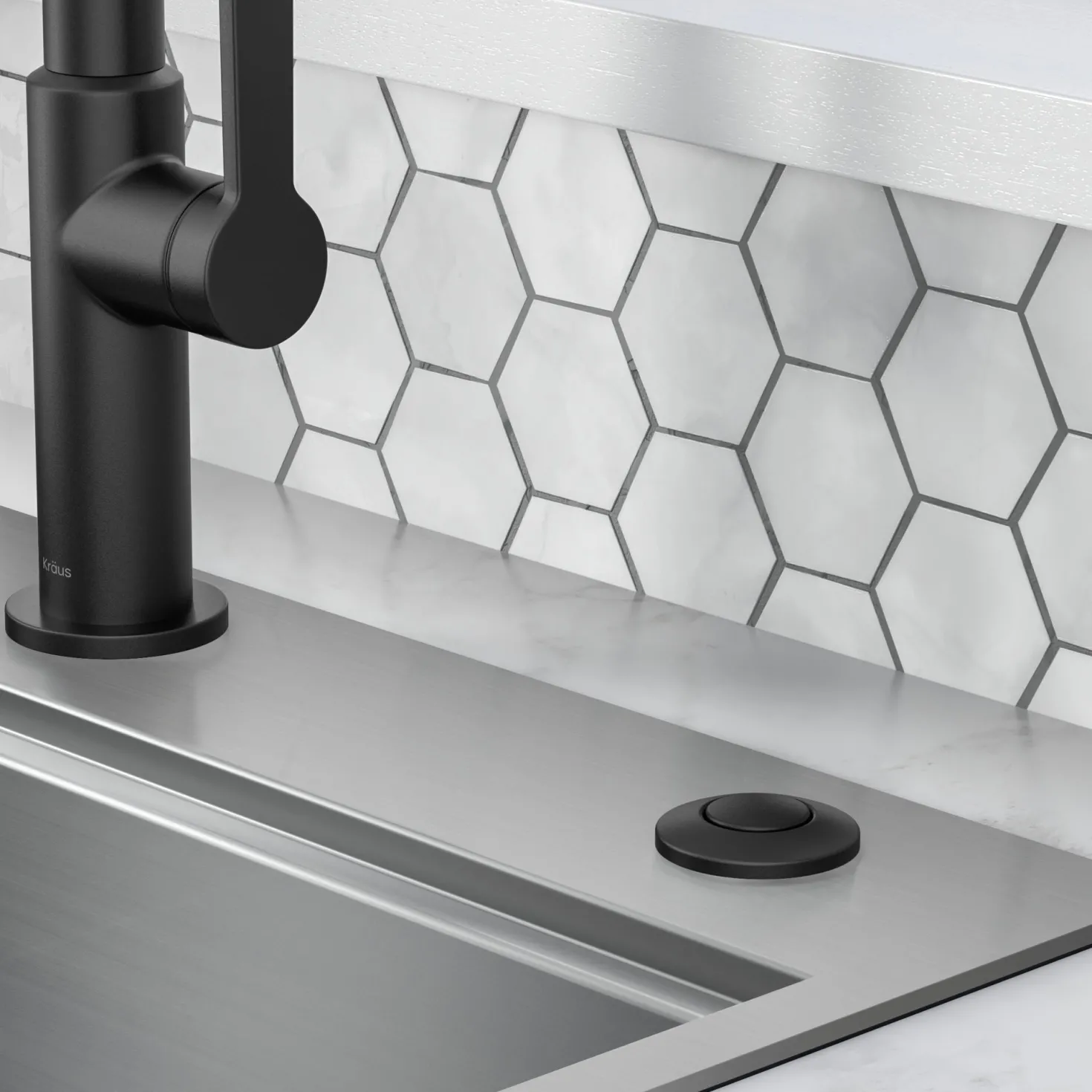 KRAUS Garbage Disposal Push Button Air Switch Kit in Matte Black