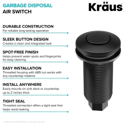 KRAUS Garbage Disposal Push Button Air Switch Kit in Matte Black