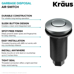 KRAUS Garbage Disposal Push Button Air Switch Kit in Chrome