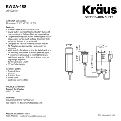 KRAUS Garbage Disposal Push Button Air Switch Kit in Chrome