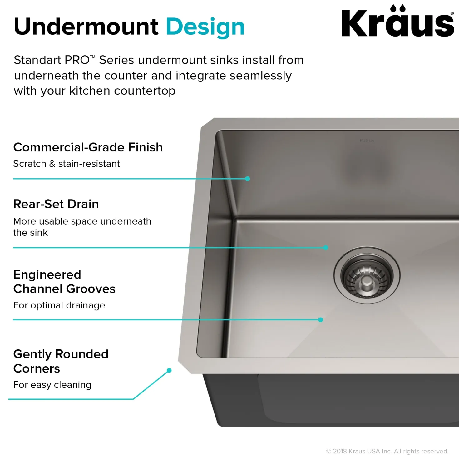 KRAUS 21" 16 Gauge Undermount Single Bowl Stainless Steel Kitchen Sink
