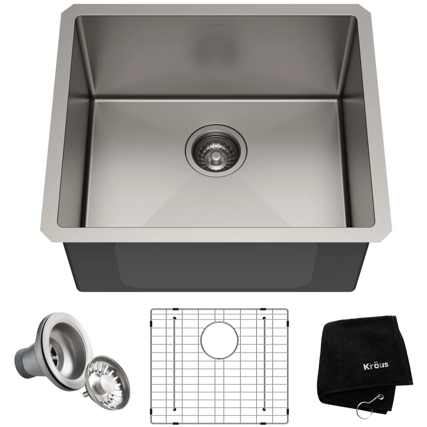 KRAUS 21" 16 Gauge Undermount Single Bowl Stainless Steel Kitchen Sink