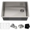 KRAUS 27" 16 Gauge Undermount Single Bowl Stainless Steel Kitchen Sink with Off Center Drain