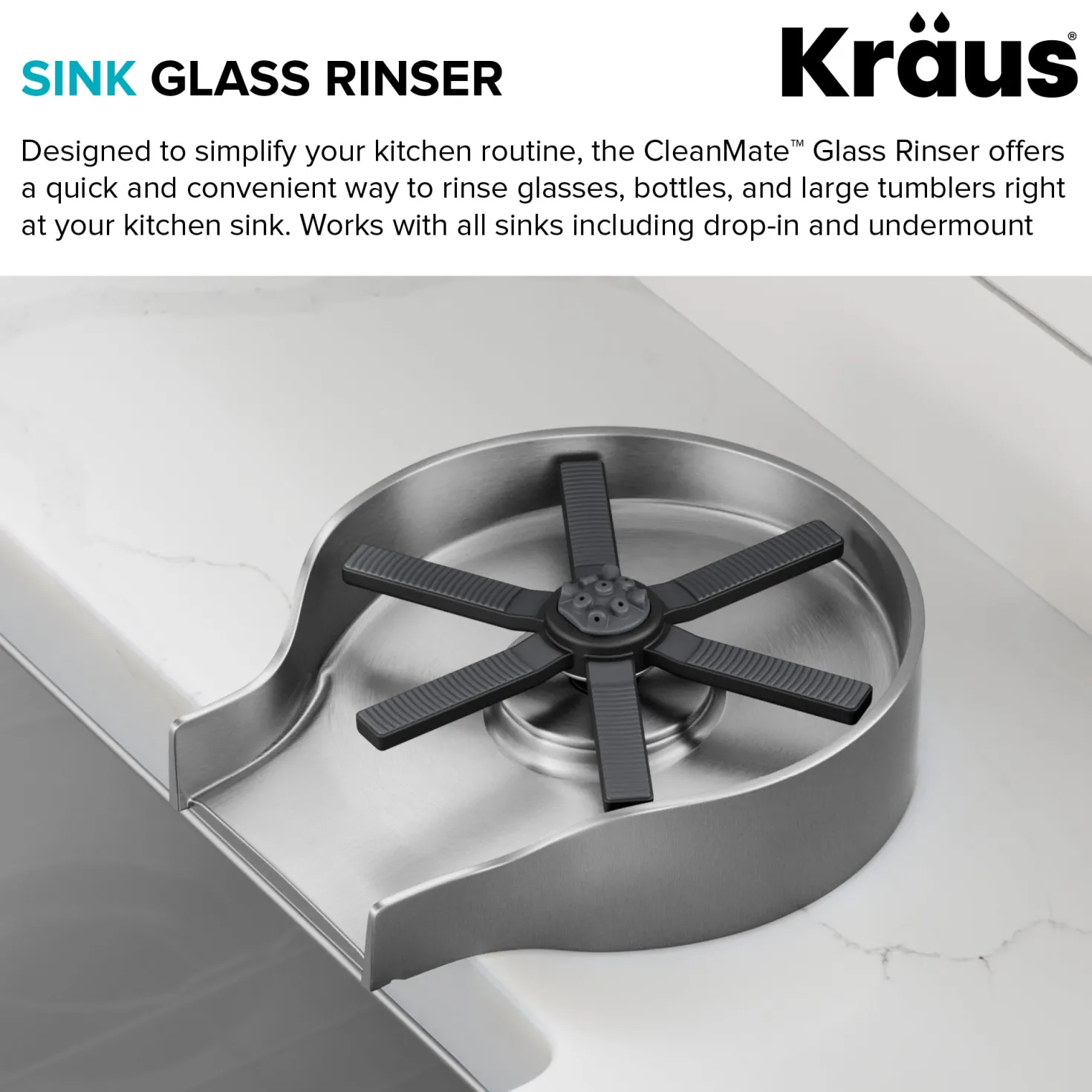 KRAUS Glass Rinser in Spot-Free Stainless